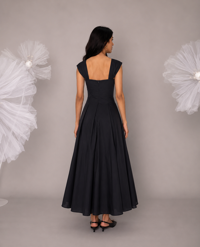 Black Pleated Maxi Dress