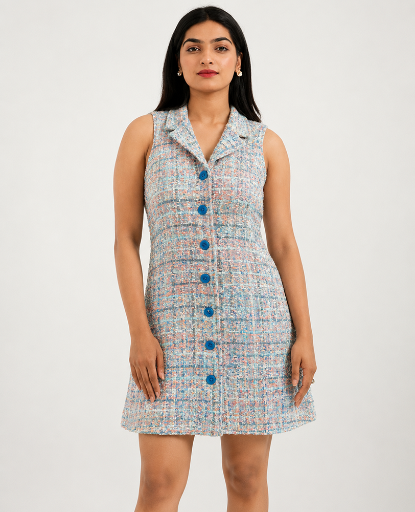 Elegant Tweed Sleeveless Mini Dress
