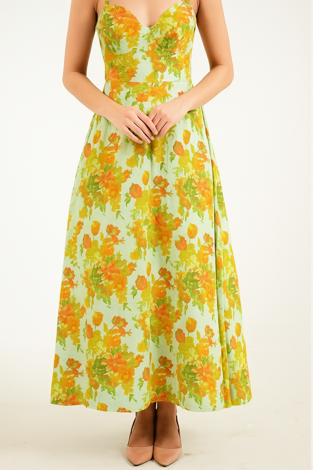 Green Lyra Designer Floral Dress