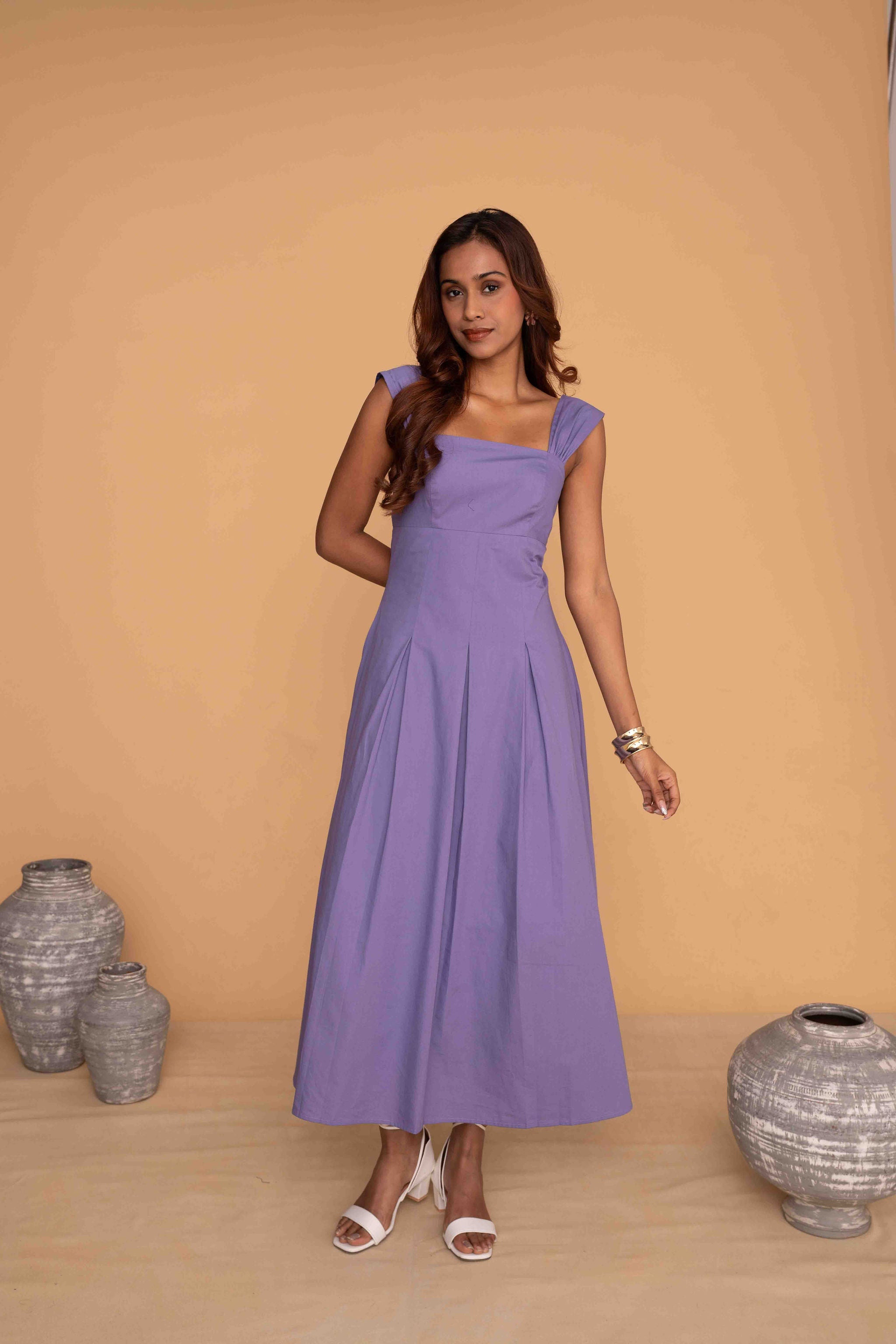 Mileenia Lavender Pleated Maxi Dress