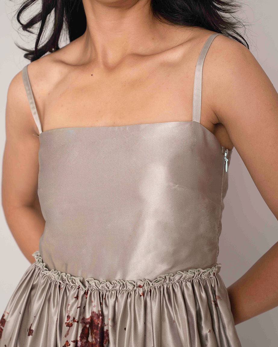 Mileenia Ivory Muse Satin Dress