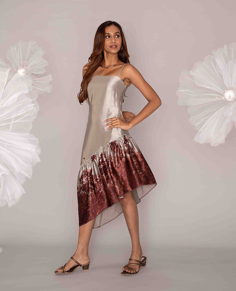 Amber Drift Satin Dress - Mileenia