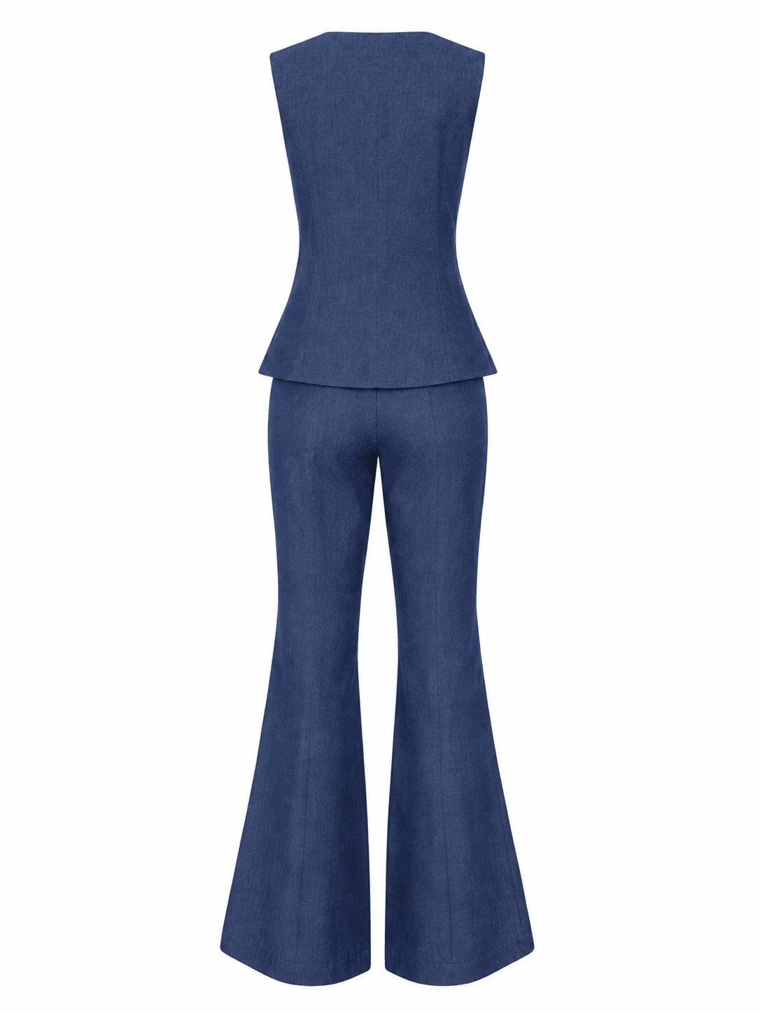 Denim Blue Tailored Waistcoat with Bootcut Trouser Co-ord Set - Mileenia