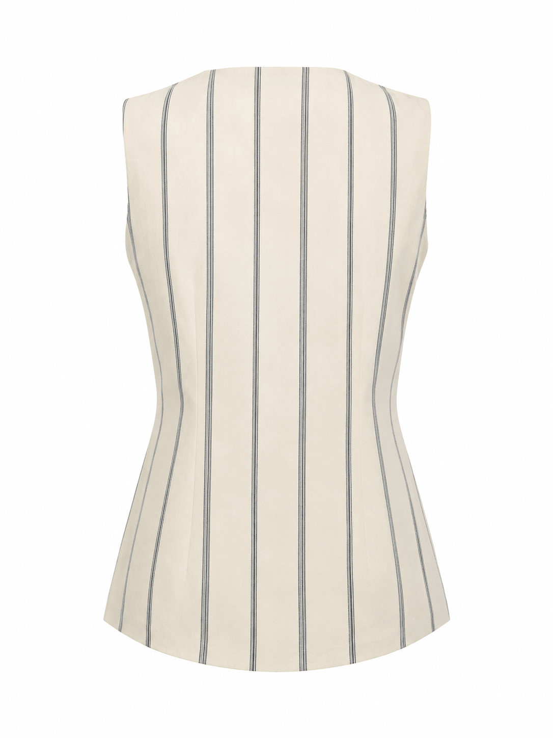 Ivory Navy Stripe Sleeveless Tailored Waistcoat - Mileenia