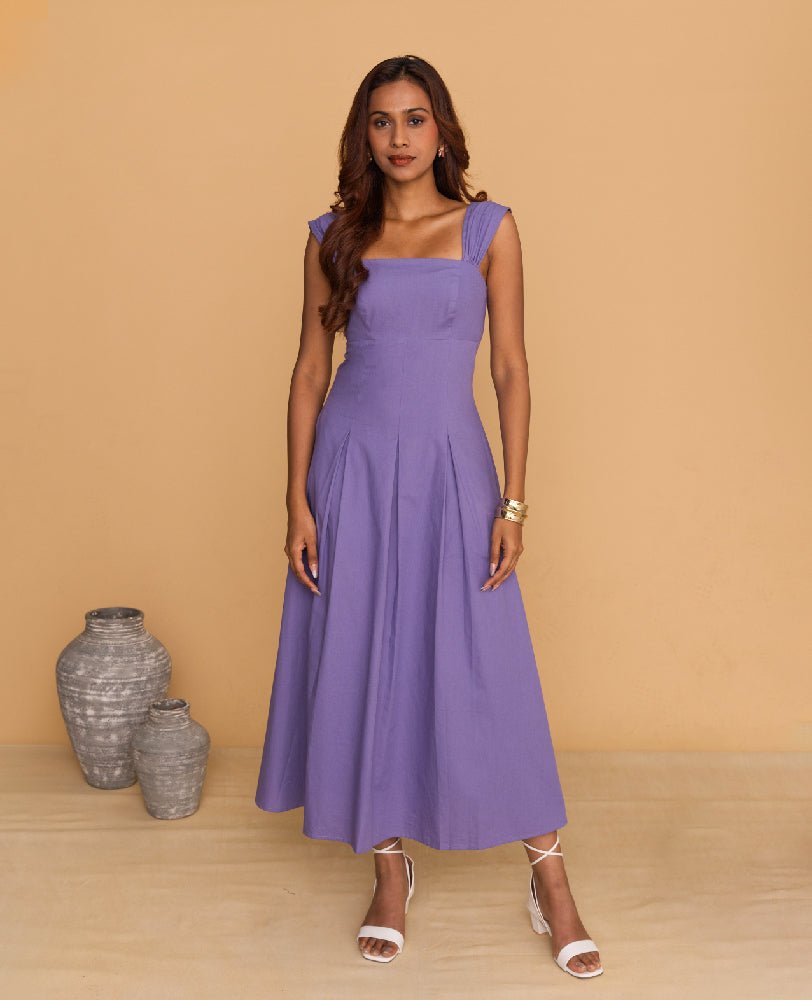 Lavender Pleated Maxi Dress - Mileenia