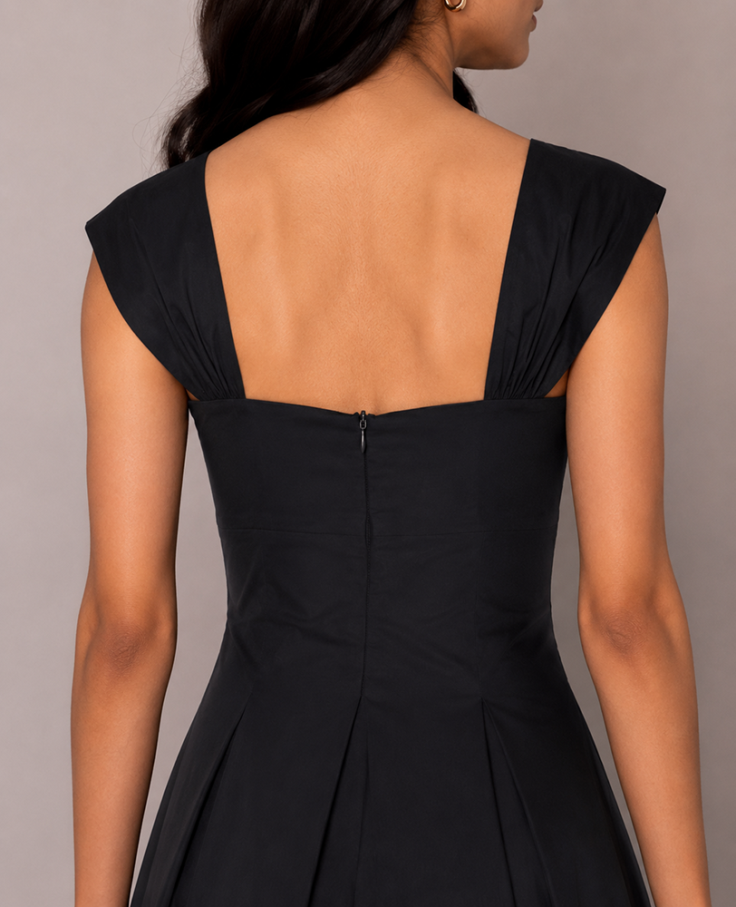Black Pleated Maxi Dress