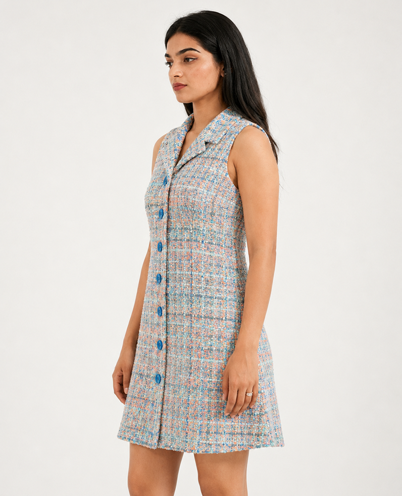 Elegant Tweed Sleeveless Mini Dress