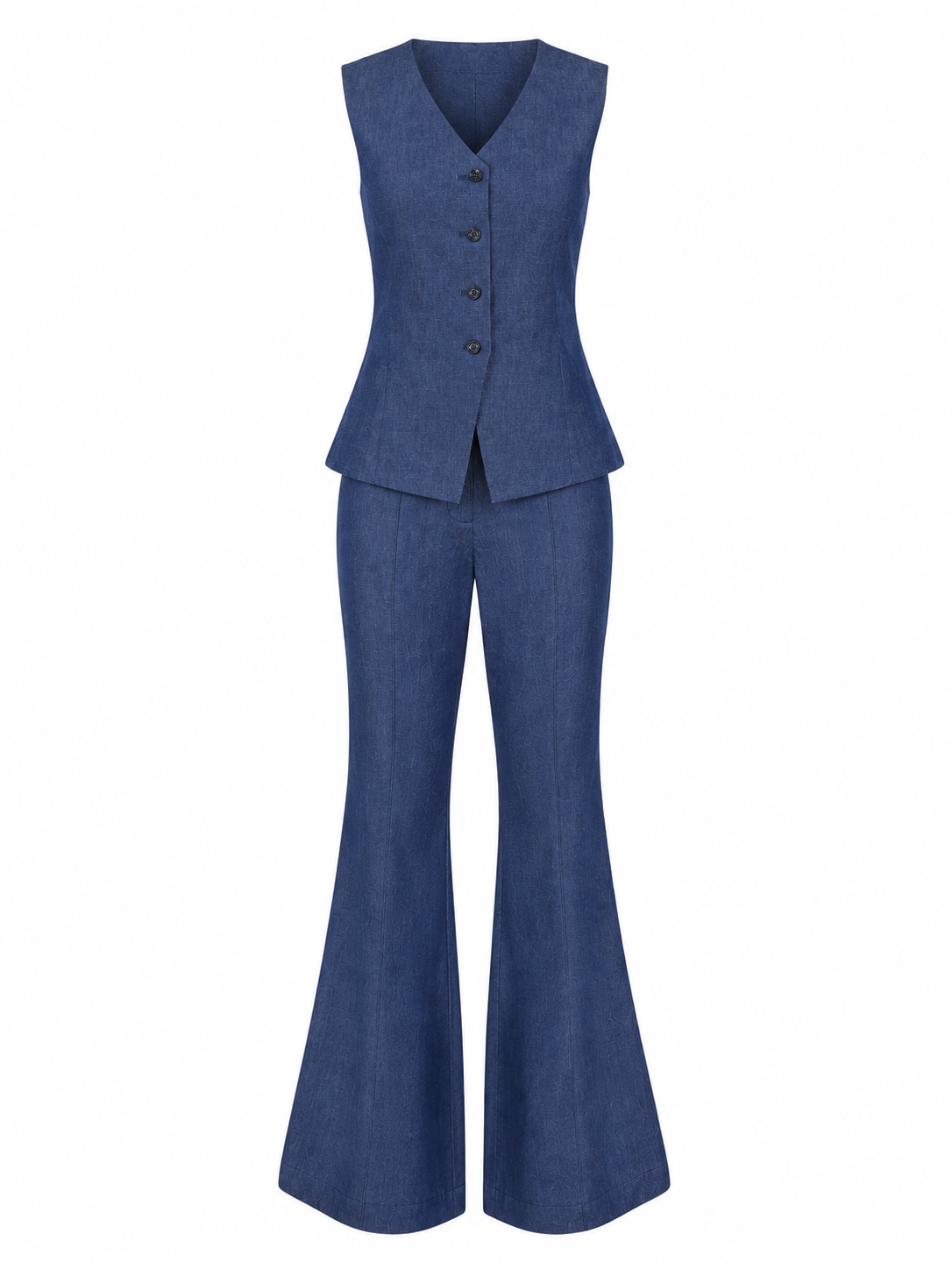 Denim Blue Tailored Waistcoat with Bootcut Trouser Co-ord Set