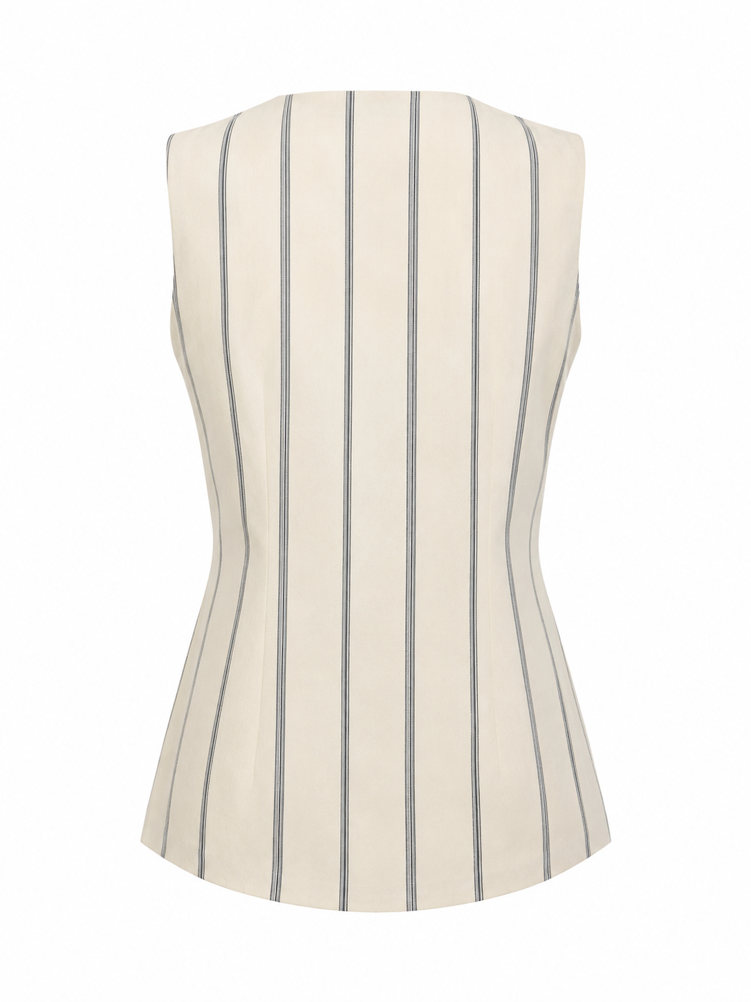 Ivory Navy Stripe Sleeveless Tailored Waistcoat