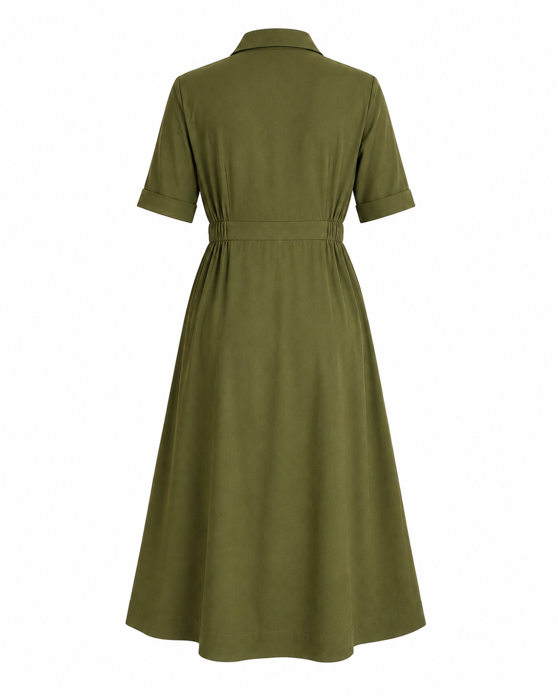 Olive Rayon Blazer-Style Double Button Midi Dress