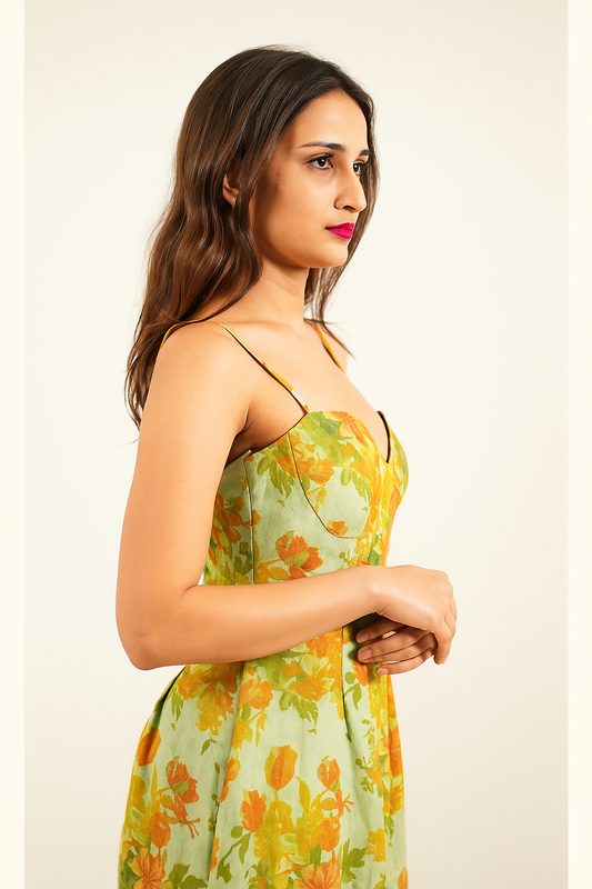 Green Lyra Designer Floral Dress