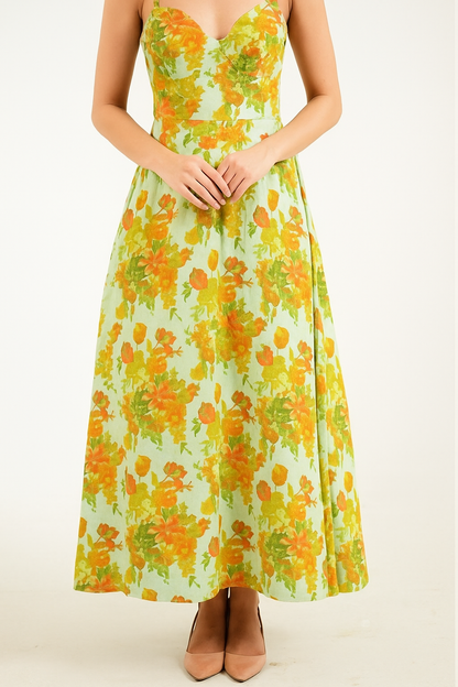 Green Lyra Designer Floral Dress