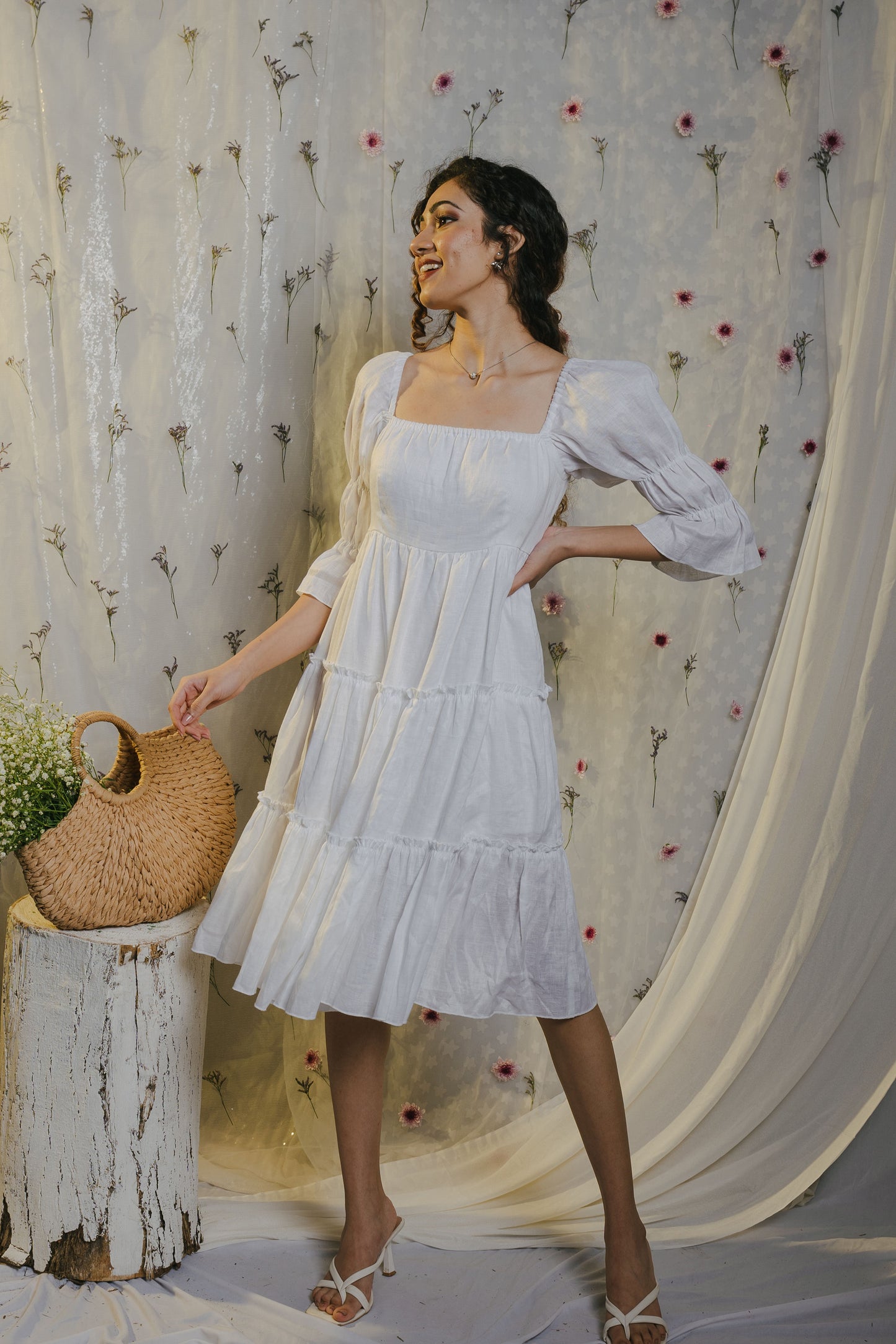 100 Percent Cotton Linen Layered Dress, Sustainable Cotton Linen