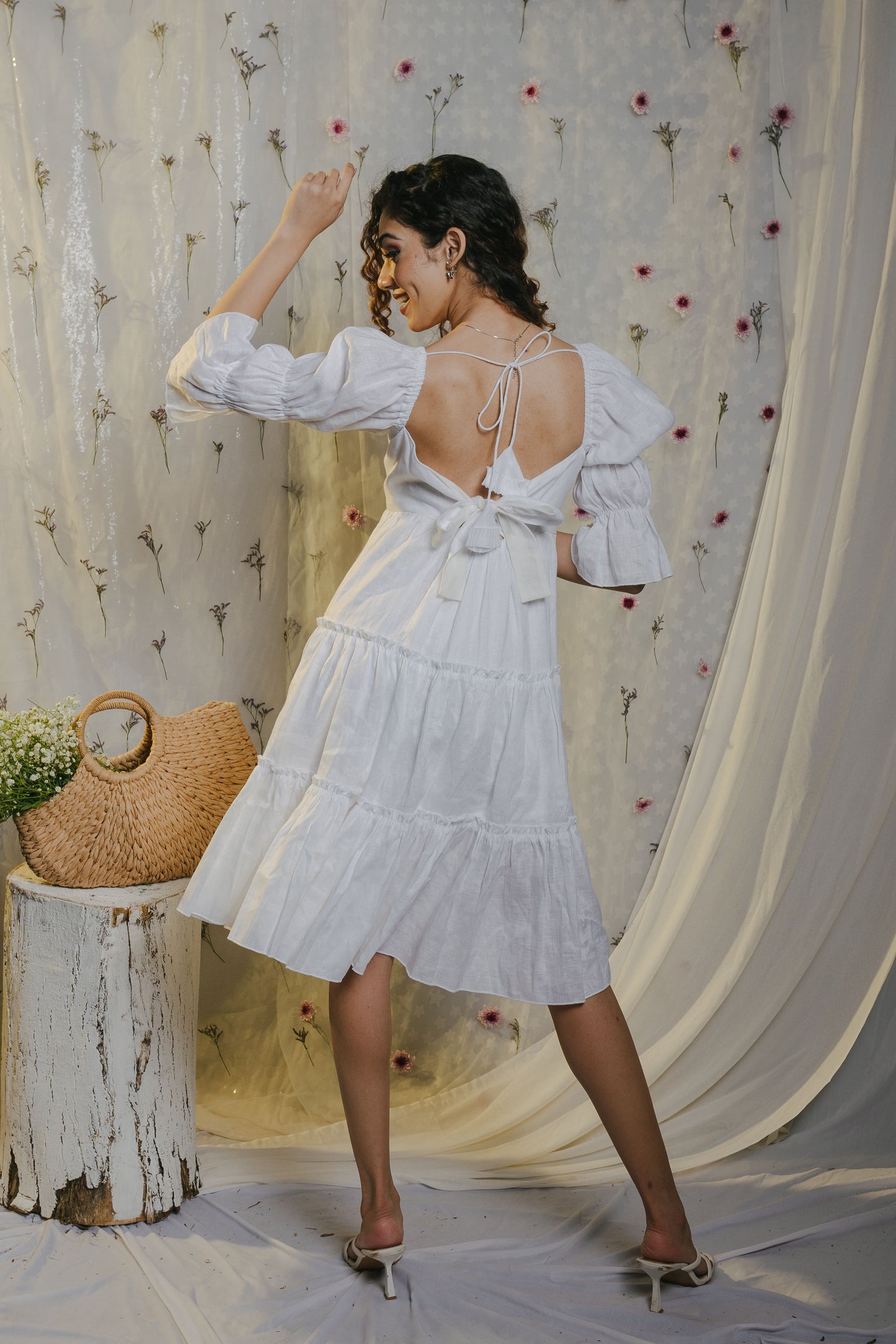 100 Percent Cotton Linen Layered Dress, Sustainable Cotton Linen