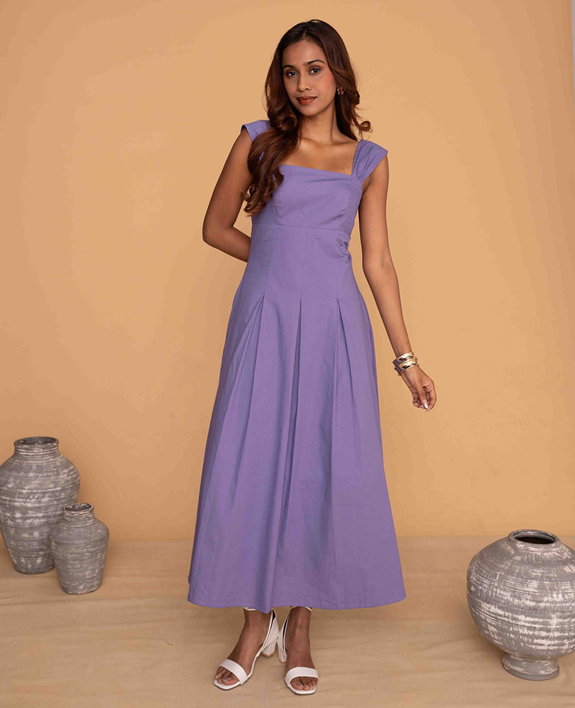 Lavender Pleated Maxi Dress