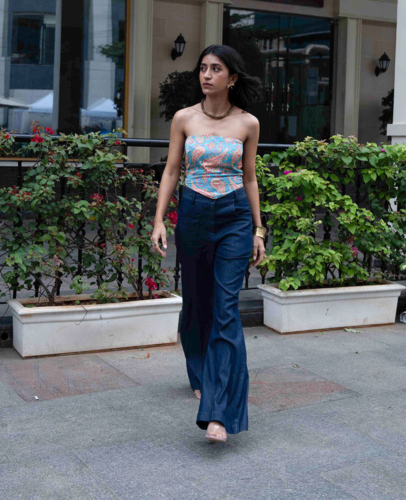 Mileenia Azure Paisley Tube Top