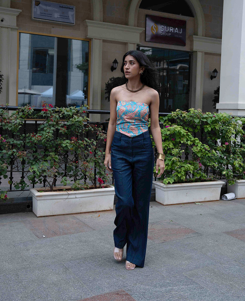 Azure Paisley Tube Top