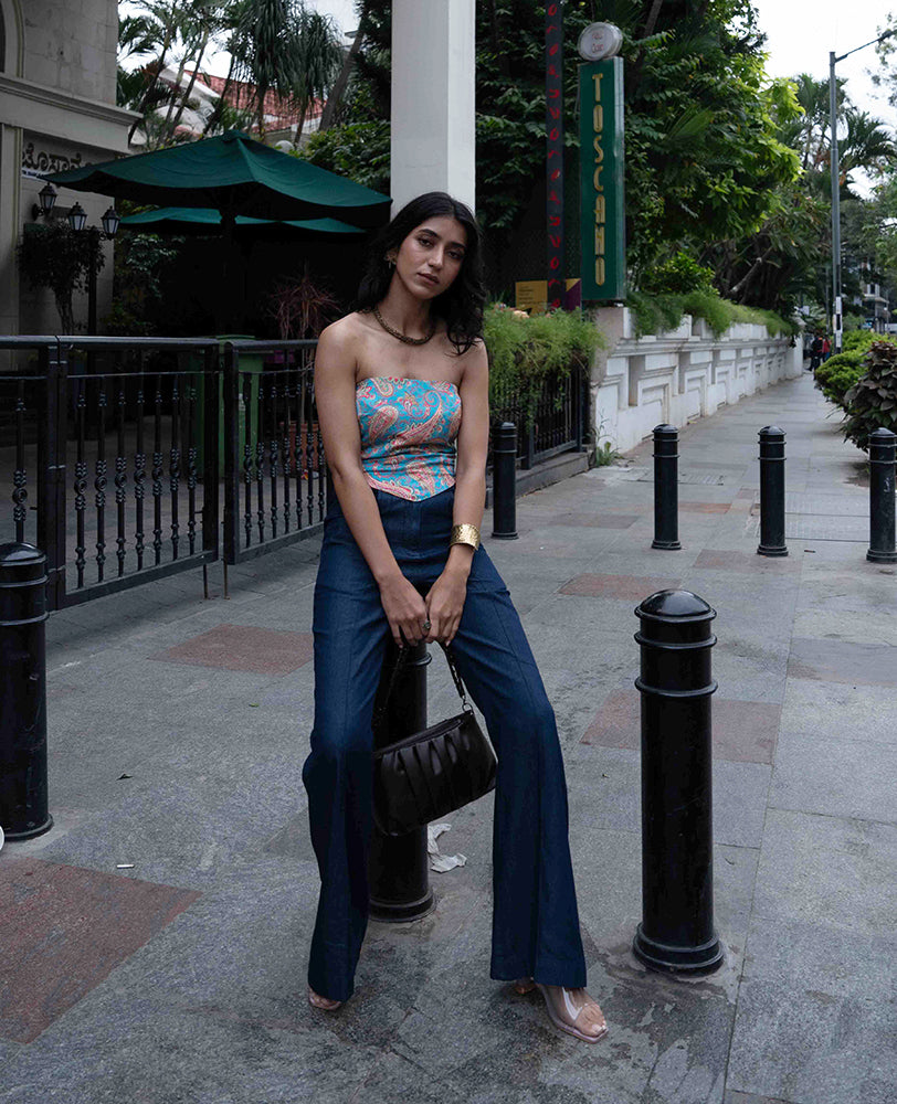 Azure Paisley Tube Top