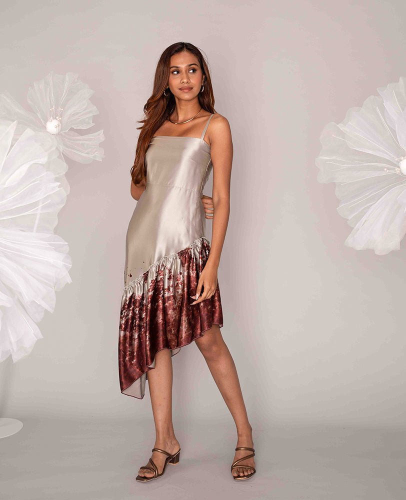 Amber Drift Satin Dress - Mileenia