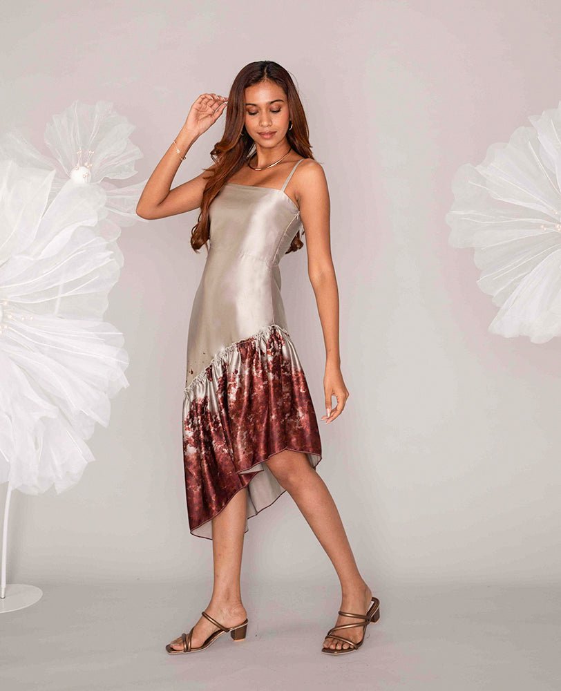 Amber Drift Satin Dress - Mileenia