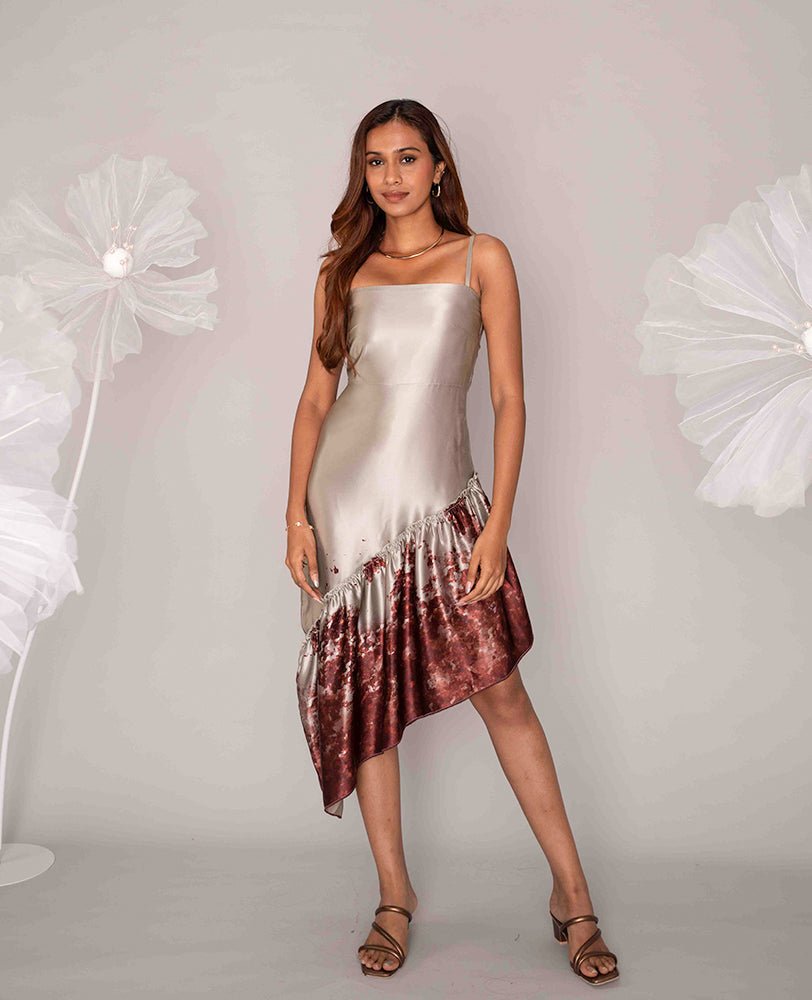 Amber Drift Satin Dress - Mileenia