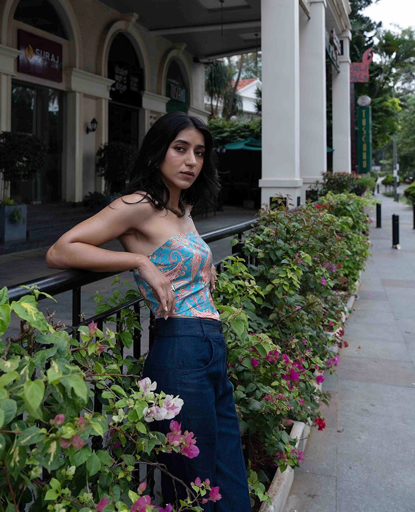 Azure Paisley Tube Top - Mileenia