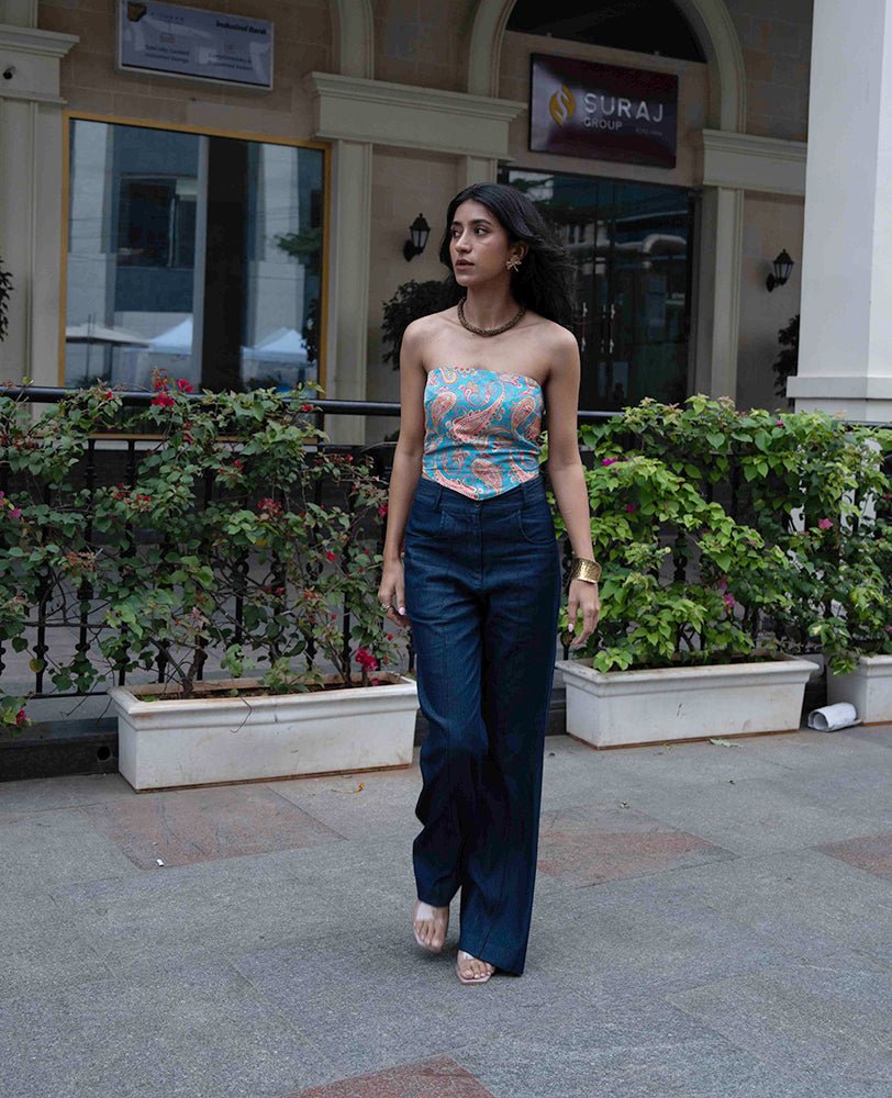 Azure Paisley Tube Top - Mileenia