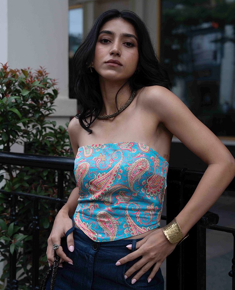 Azure Paisley Tube Top - Mileenia