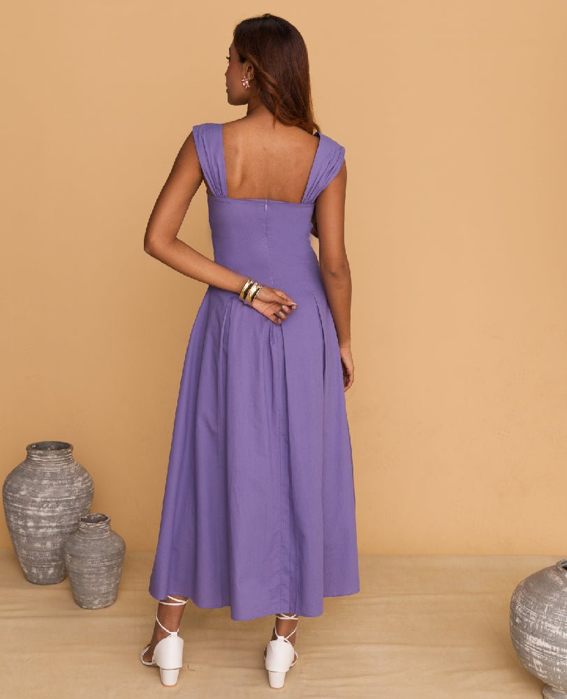 Lavender Pleated Maxi Dress - Mileenia
