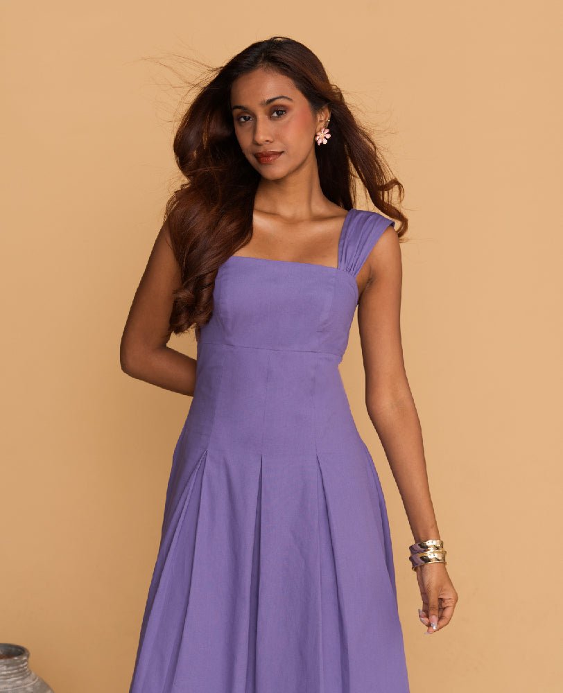 Lavender Pleated Maxi Dress - Mileenia