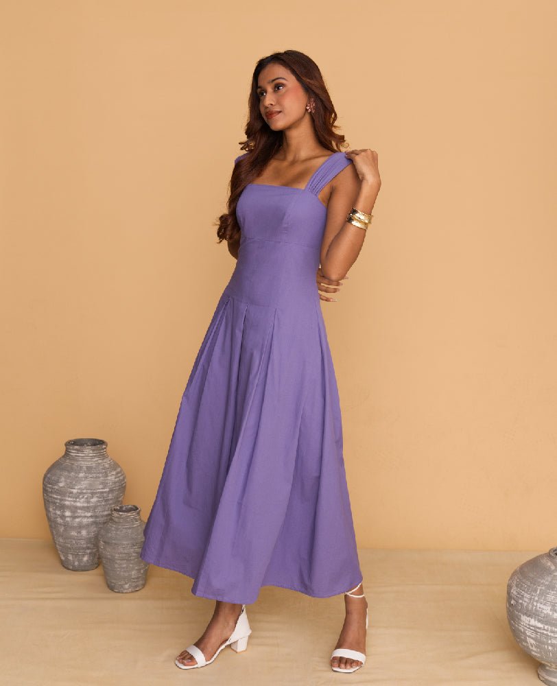 Lavender Pleated Maxi Dress - Mileenia