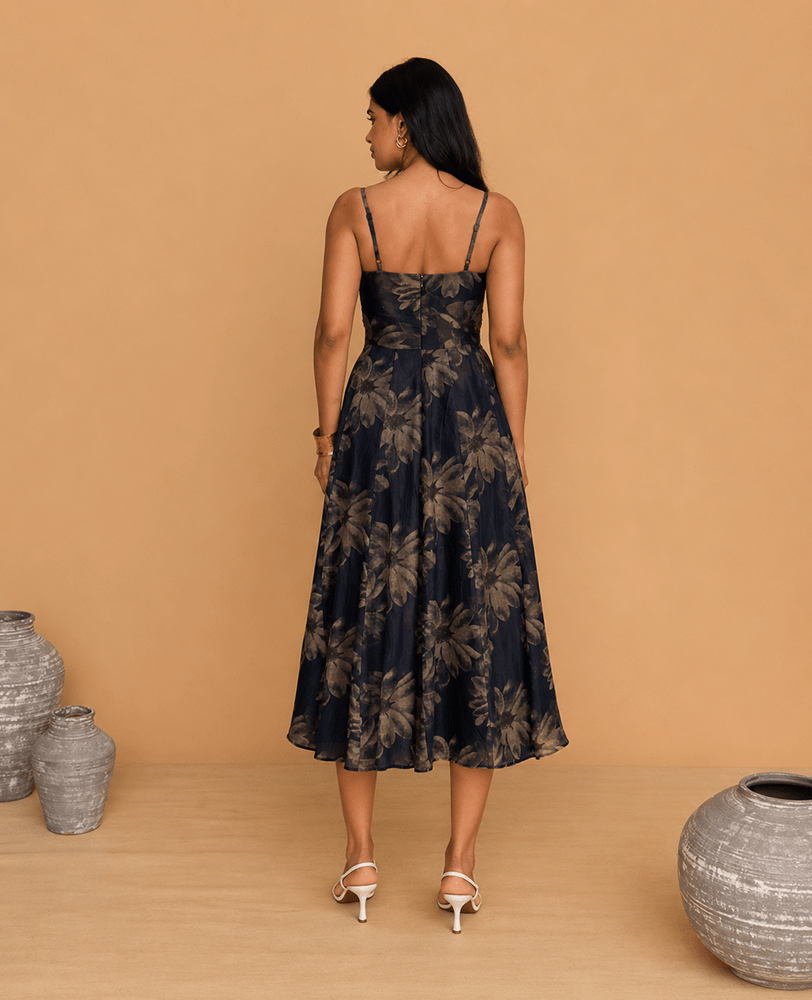 Midnight Bloom Midi Dress - Mileenia