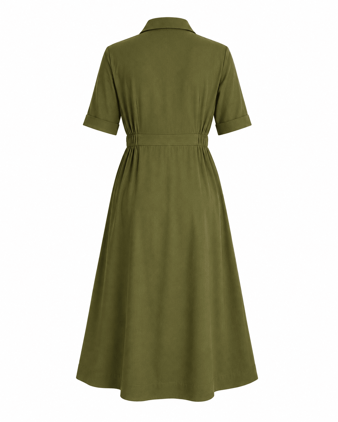 Olive Rayon Blazer-Style Double Button Midi Dress - Mileenia