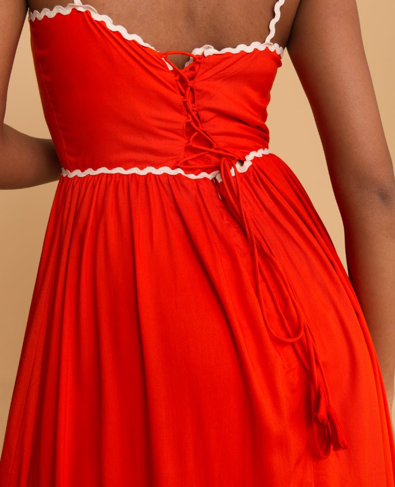Orange Spaghetti Strap Maxi Dress - Mileenia