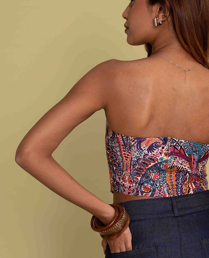Paisley Print Strapless Tube Top - Mileenia