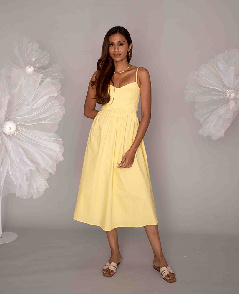 Sunshine Yellow Midi Dress - Mileenia