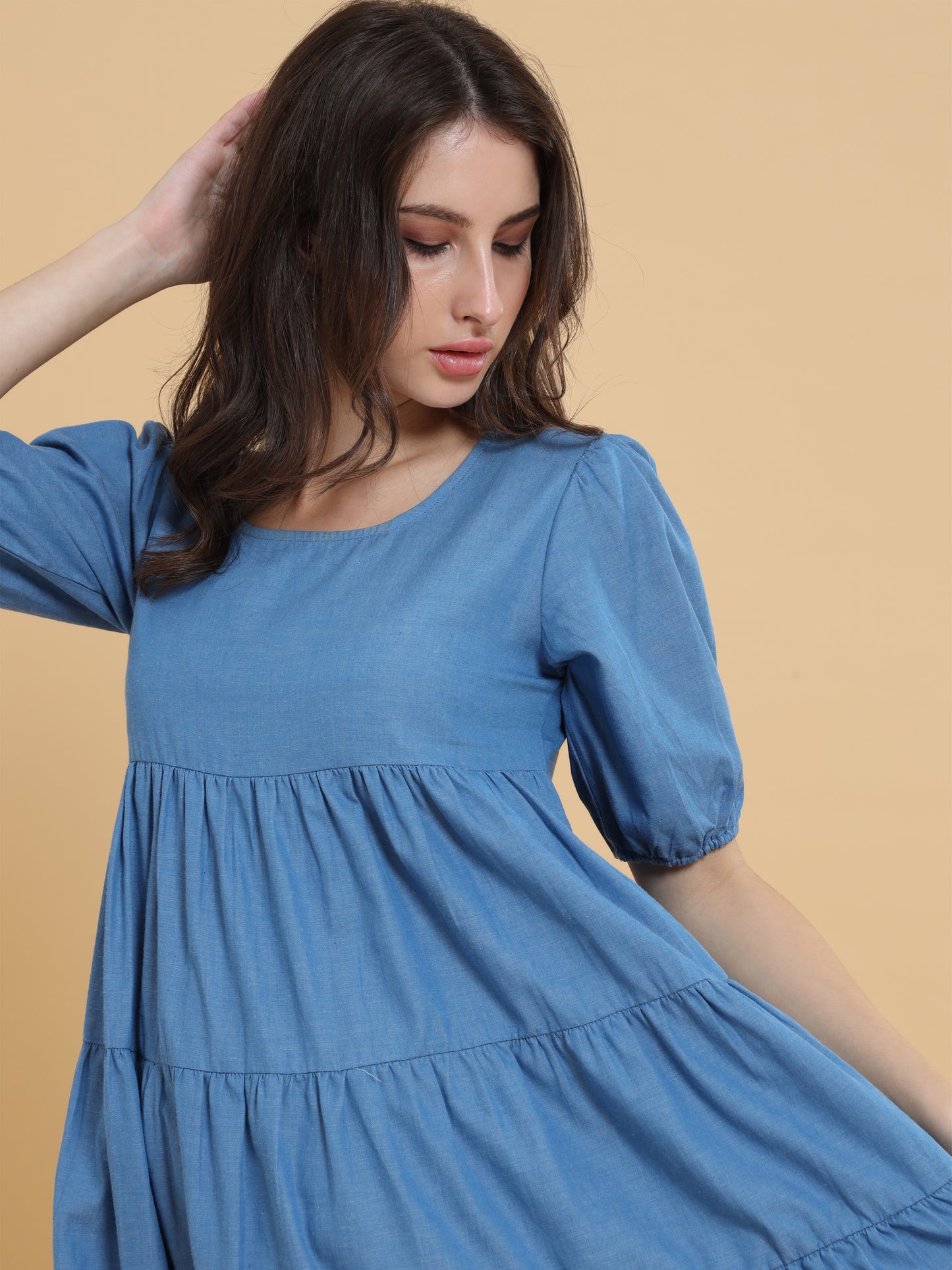 Denim Tiered Smock Dress