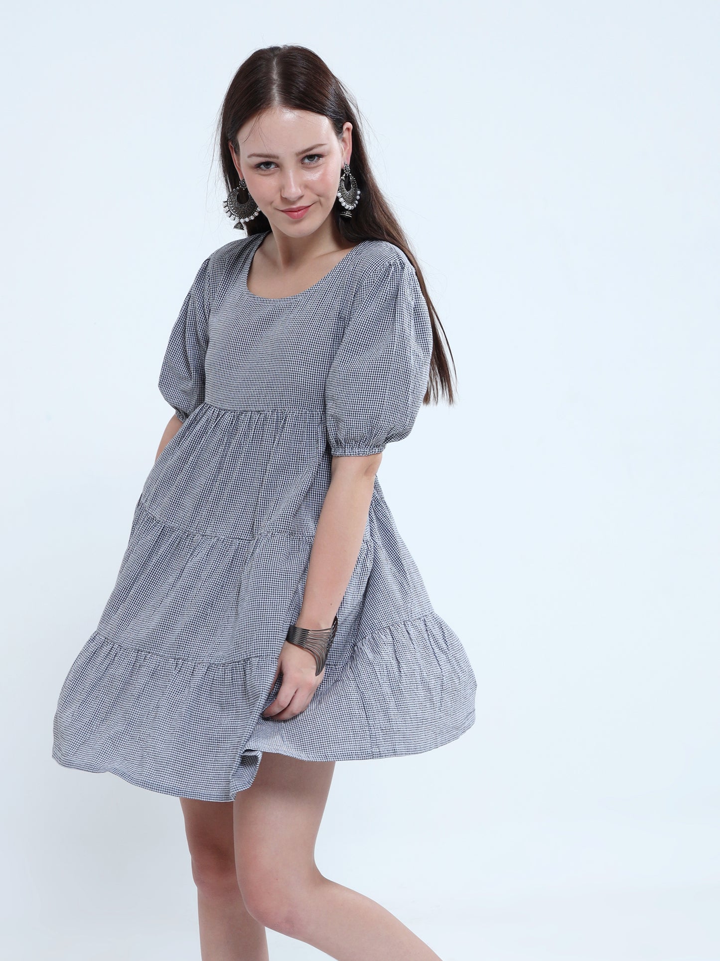 Denim Tiered Smock Dress