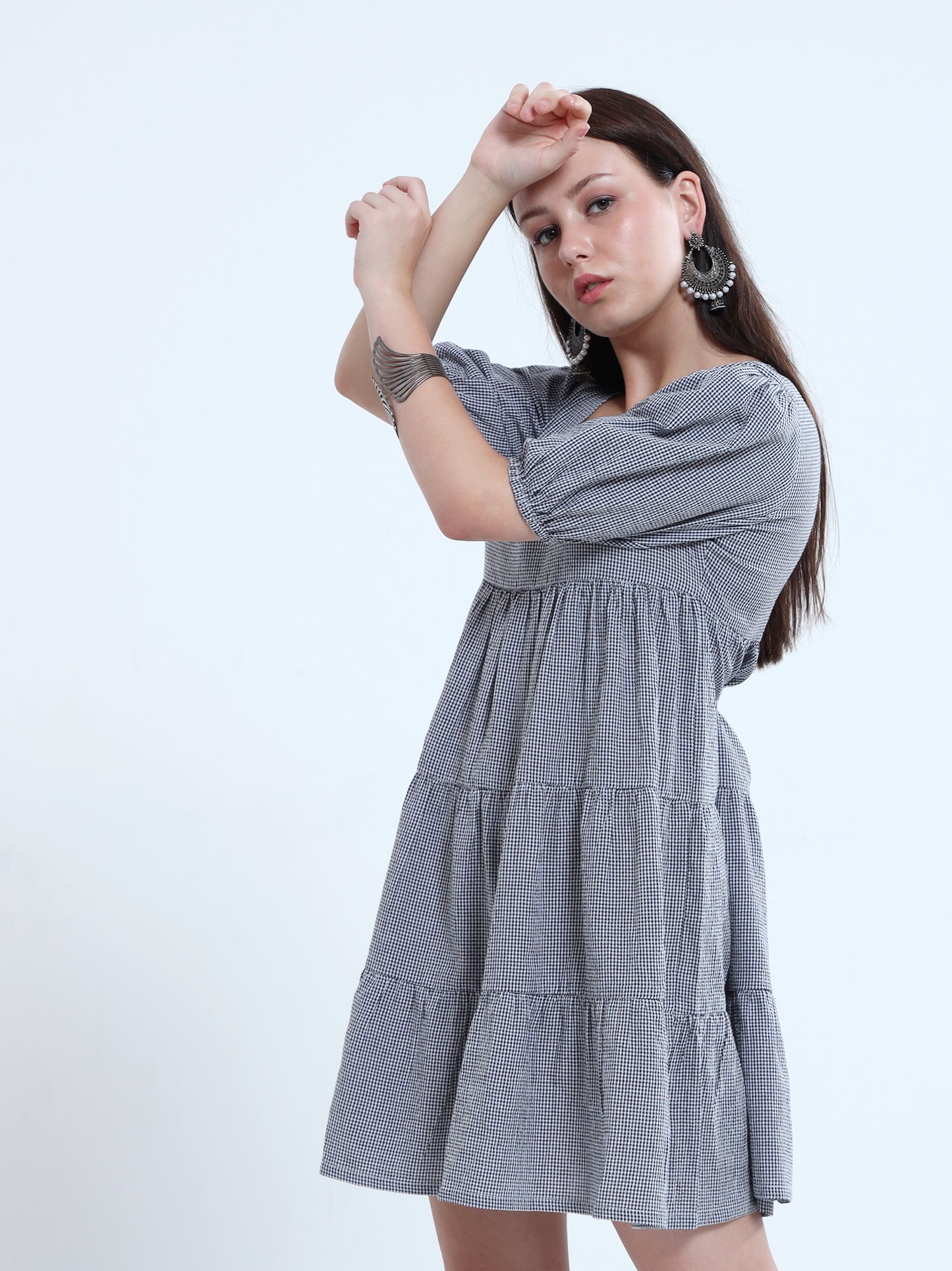 Denim Tiered Smock Dress