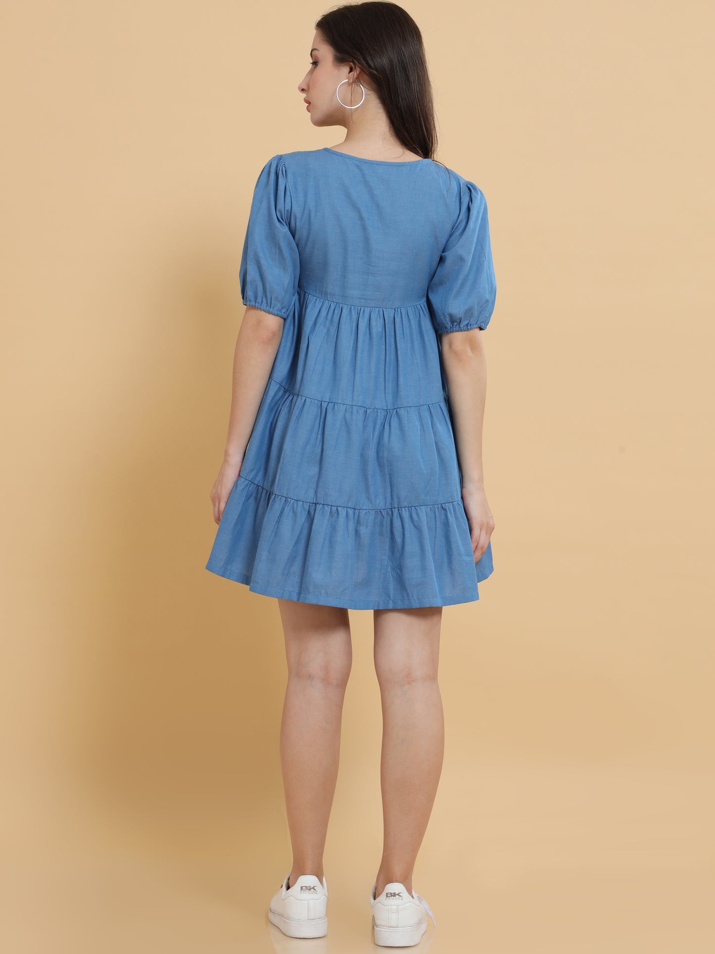 Denim Tiered Smock Dress